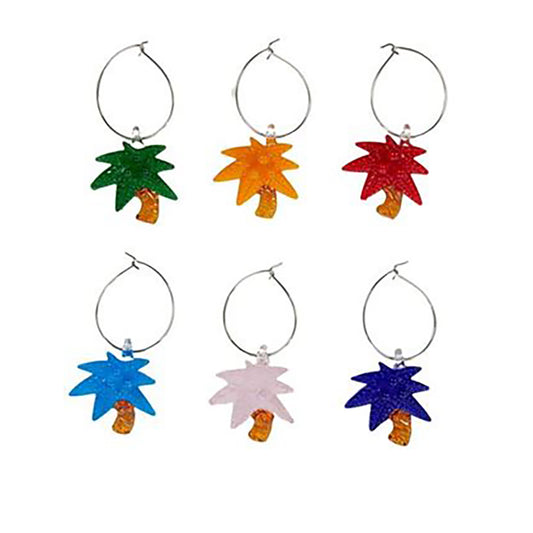Palm Tree Wine Charms Set of 6 - Deb's Hidden Treasures