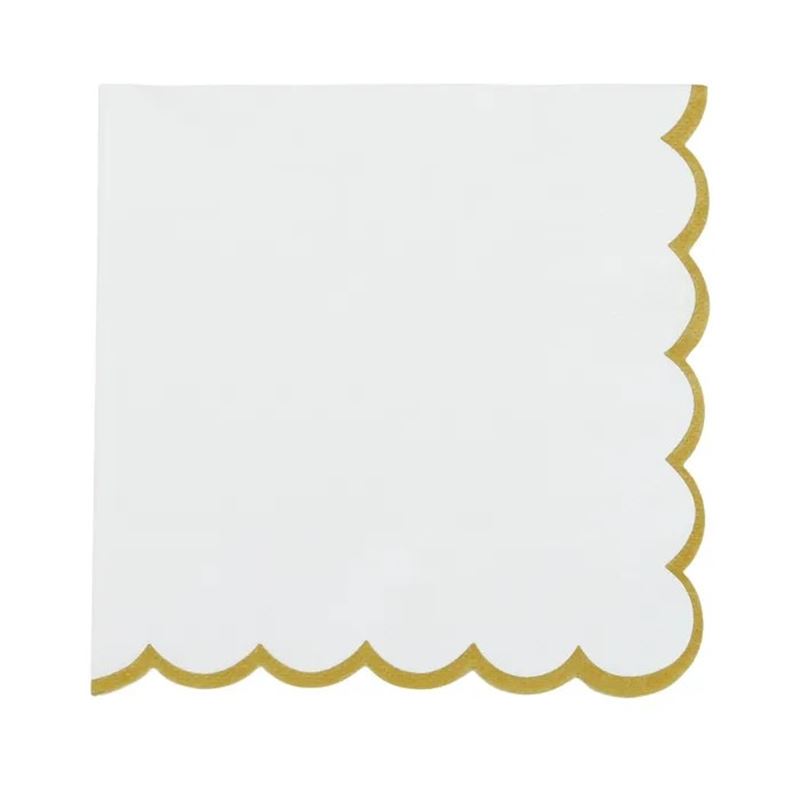 20 Pack Halcyon 3 Ply Napkins - White/Gold