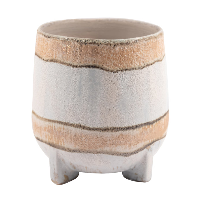 Cebu Stone Striped Cream Planter - Various Sizes - Deb's Hidden Treasures