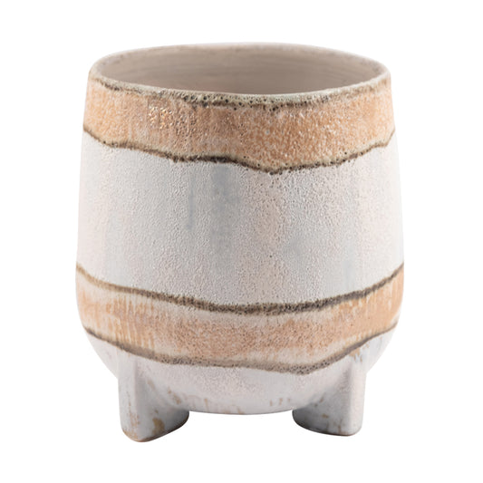 Cebu Stone Striped Cream Planter - Various Sizes - Deb's Hidden Treasures