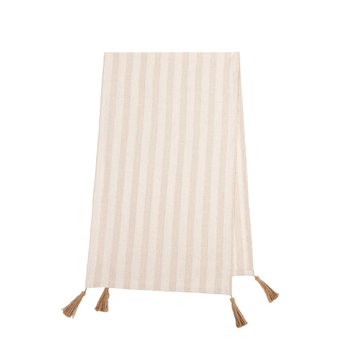 Martine Linen Table Runner with Tassels - Stripe - Deb's Hidden Treasures