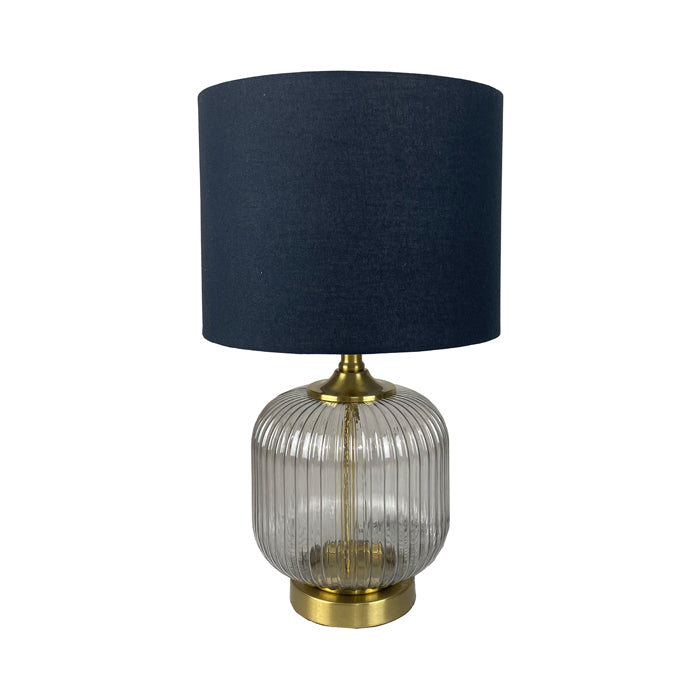 Sahara Black Glass Gold Ribbed Lamp - Pure Homewares