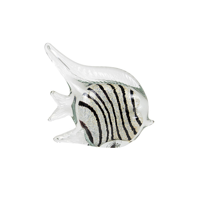 Glass Fish Black/White Stripe - Various Sizes - Deb's Hidden Treasures