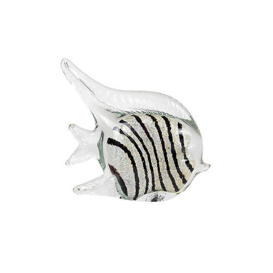 Glass Fish Black/White Stripe - Various Sizes - Deb's Hidden Treasures