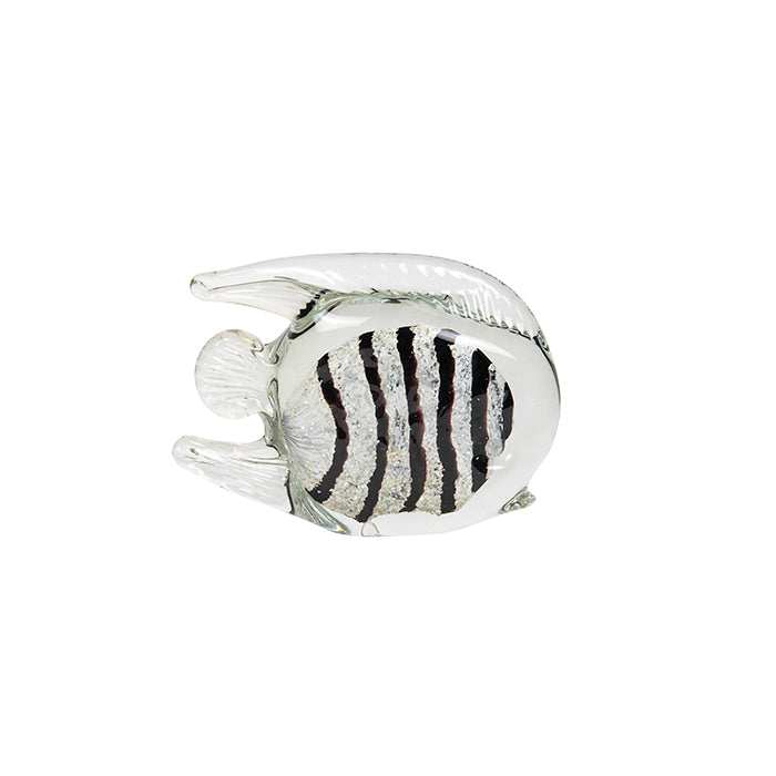 Glass Fish Black/White Stripe - Various Sizes - Deb's Hidden Treasures