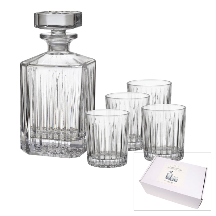 Marque Striped Decanter and 4 Glass Set - Deb's Hidden Treasures
