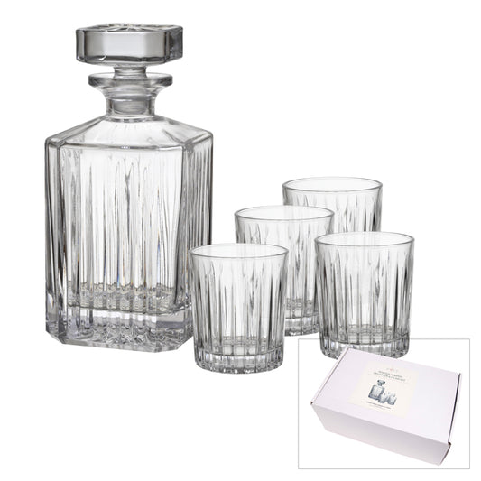 Marque Striped Decanter and 4 Glass Set - Deb's Hidden Treasures