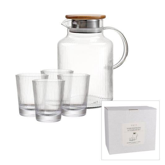Clear Water Jug with 4 Glasses - Set - Deb's Hidden Treasures