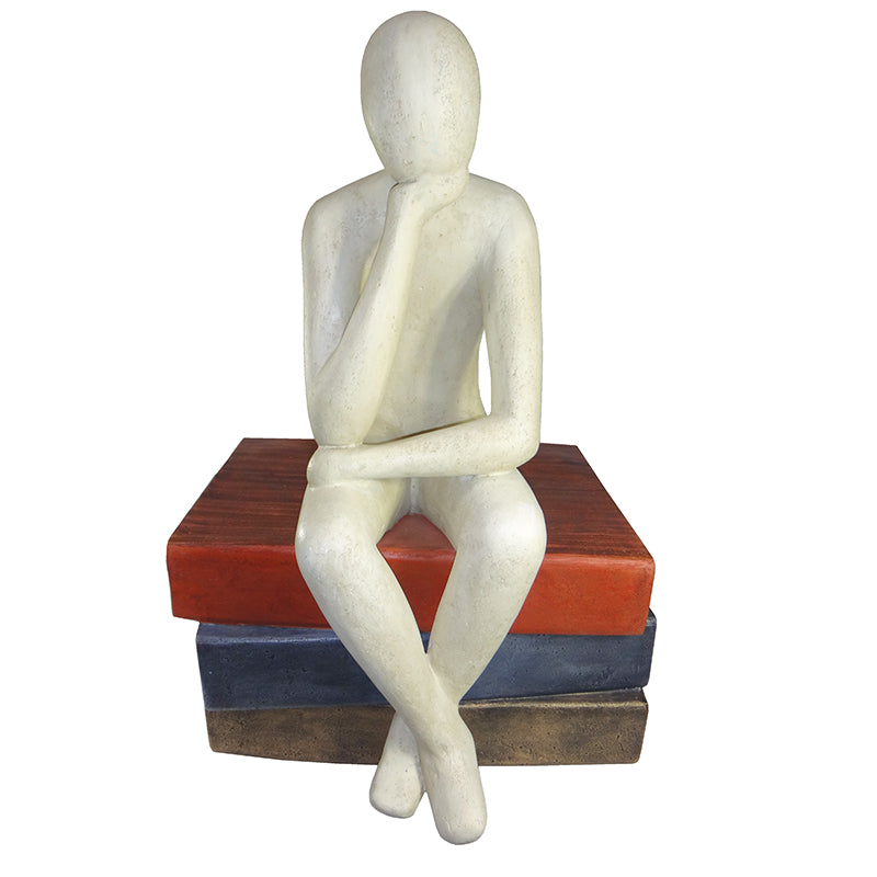 Thinker Sitting on Books Sculpture - Deb's Hidden Treasures