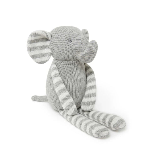 Knitted Elephant Toy - Grey