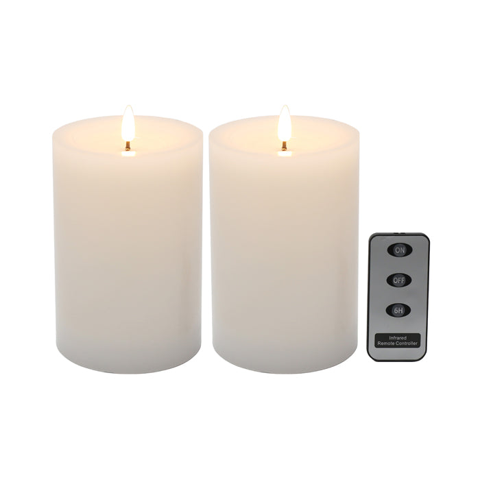 LED Pillar Candle Set of 2 w/ Remote