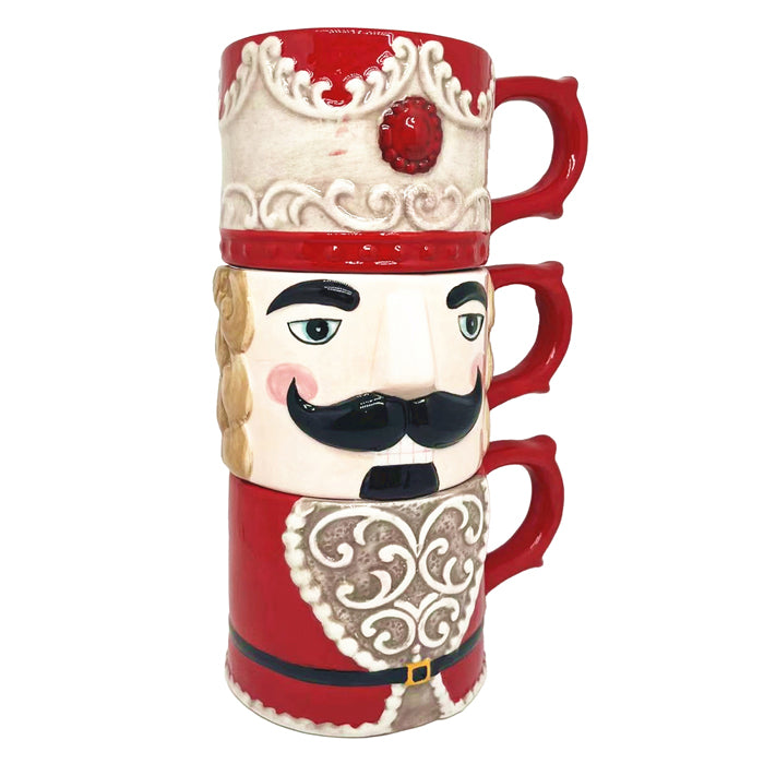Ceramic Nutcracker Christmas Mug Set