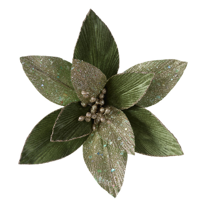 Clip-On Poinsettia - Sage/Champagne
