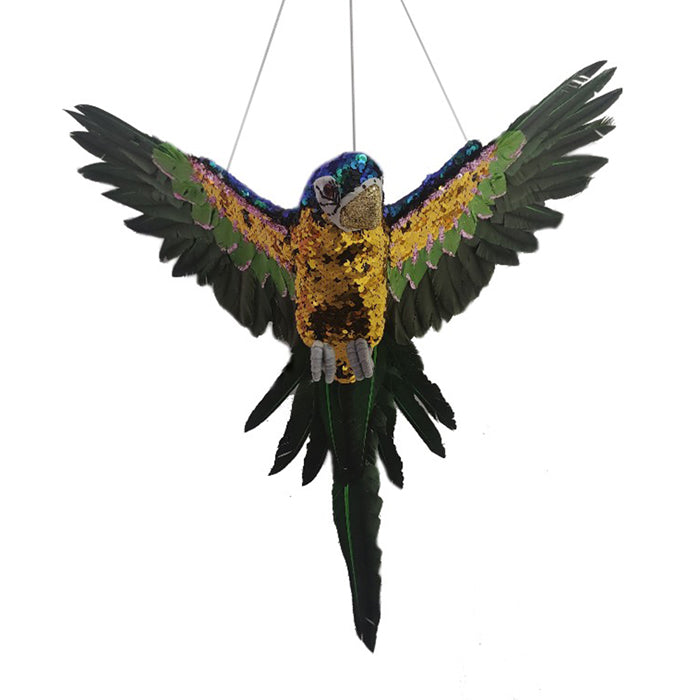 Green Sequin Flying Parrot