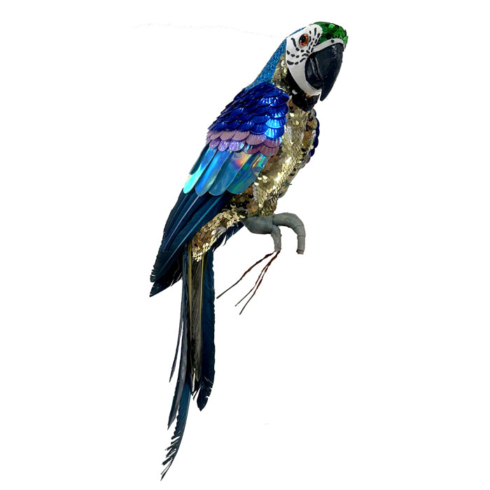 Perched Parrot - Blue/Purple Sequins