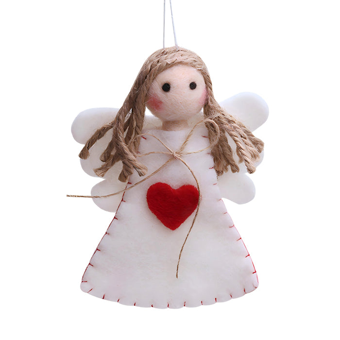 White Angel with Heart Christmas Tree Decoration