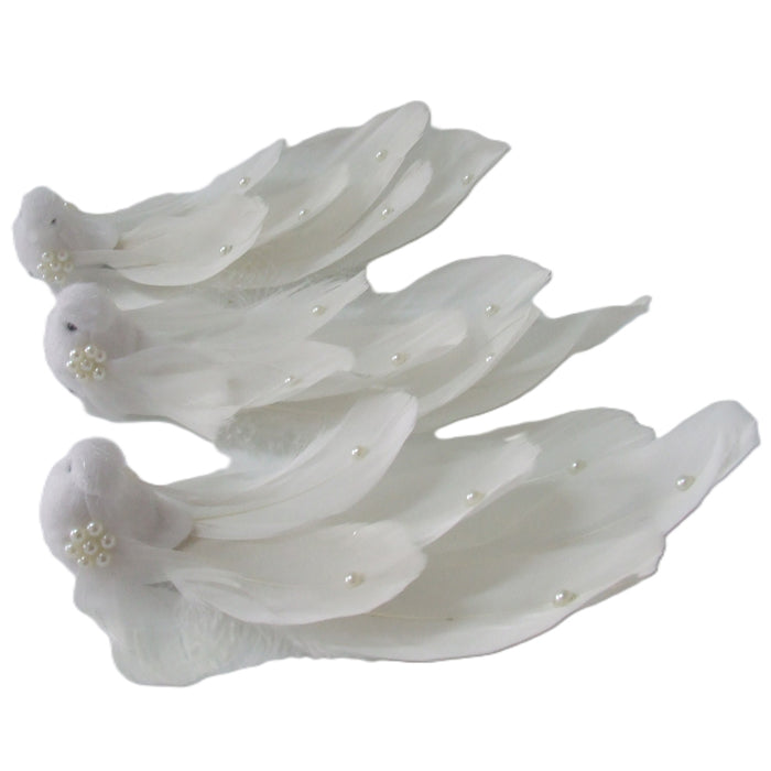 Clip-on Bird Pearl/White- Pack of 3