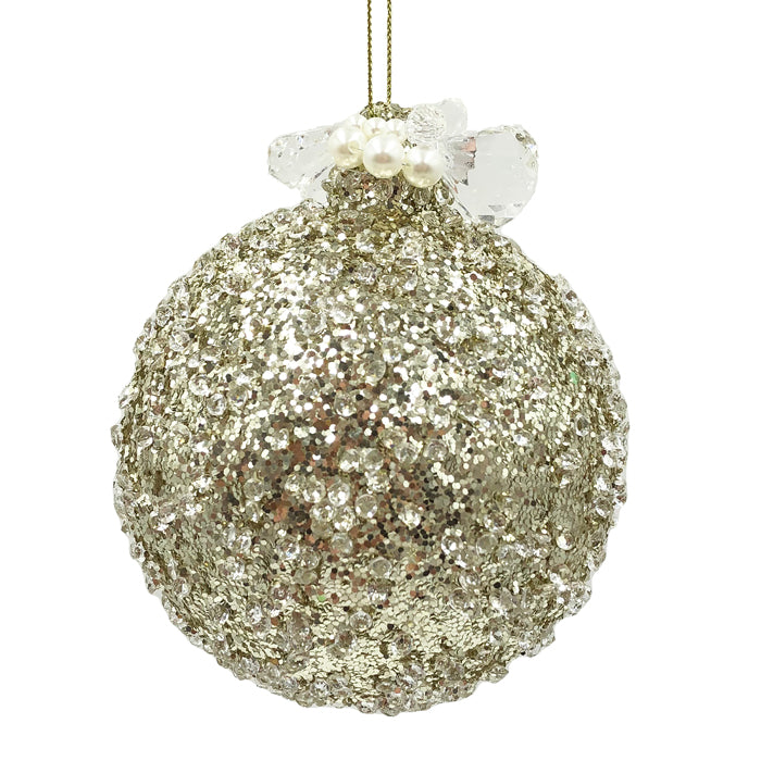 Glass Bauble Christmas Decoration - Champagne Crusted