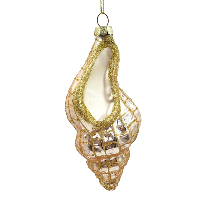 Glass Conch Christmas Decoration - Champagne/Pearl