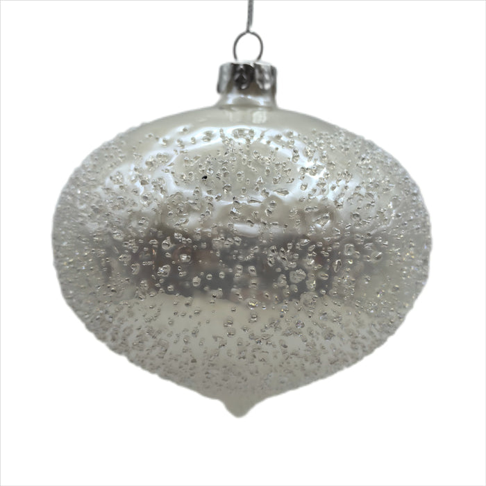 Glass Onion Drop Christmas Decoration - Pearl