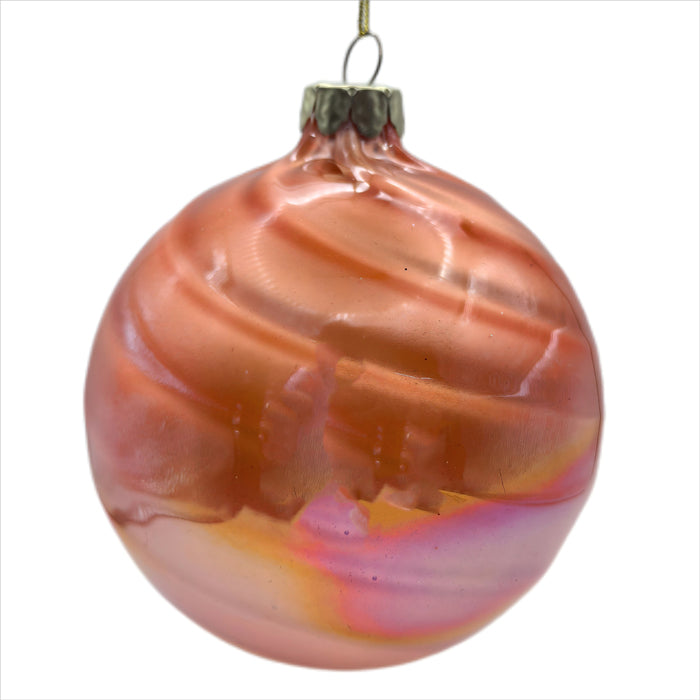 Glass Bauble Christmas Decoration - Coral/Pearl