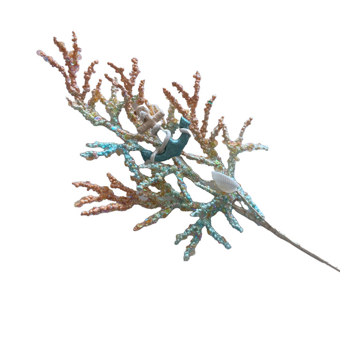 Resin Scallop Shell Spray - Coral/Aqua