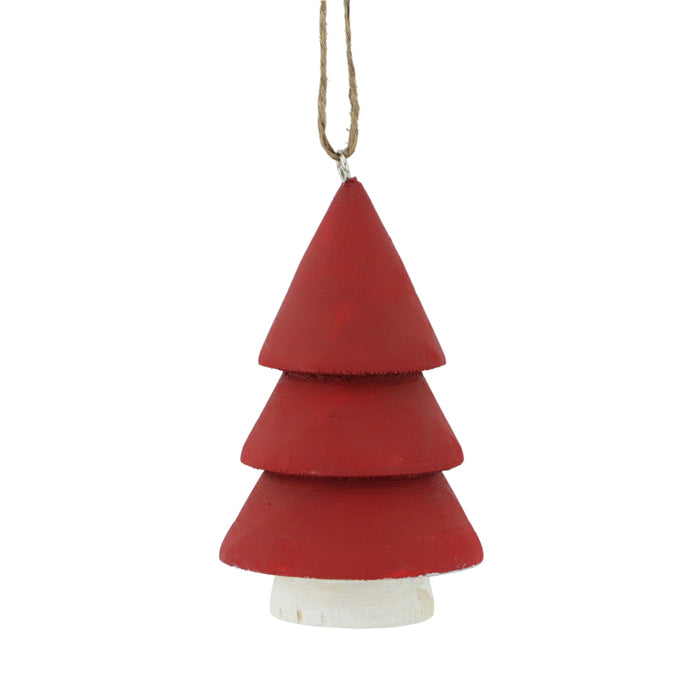 Wooden Christmas Tree Ornament - Red