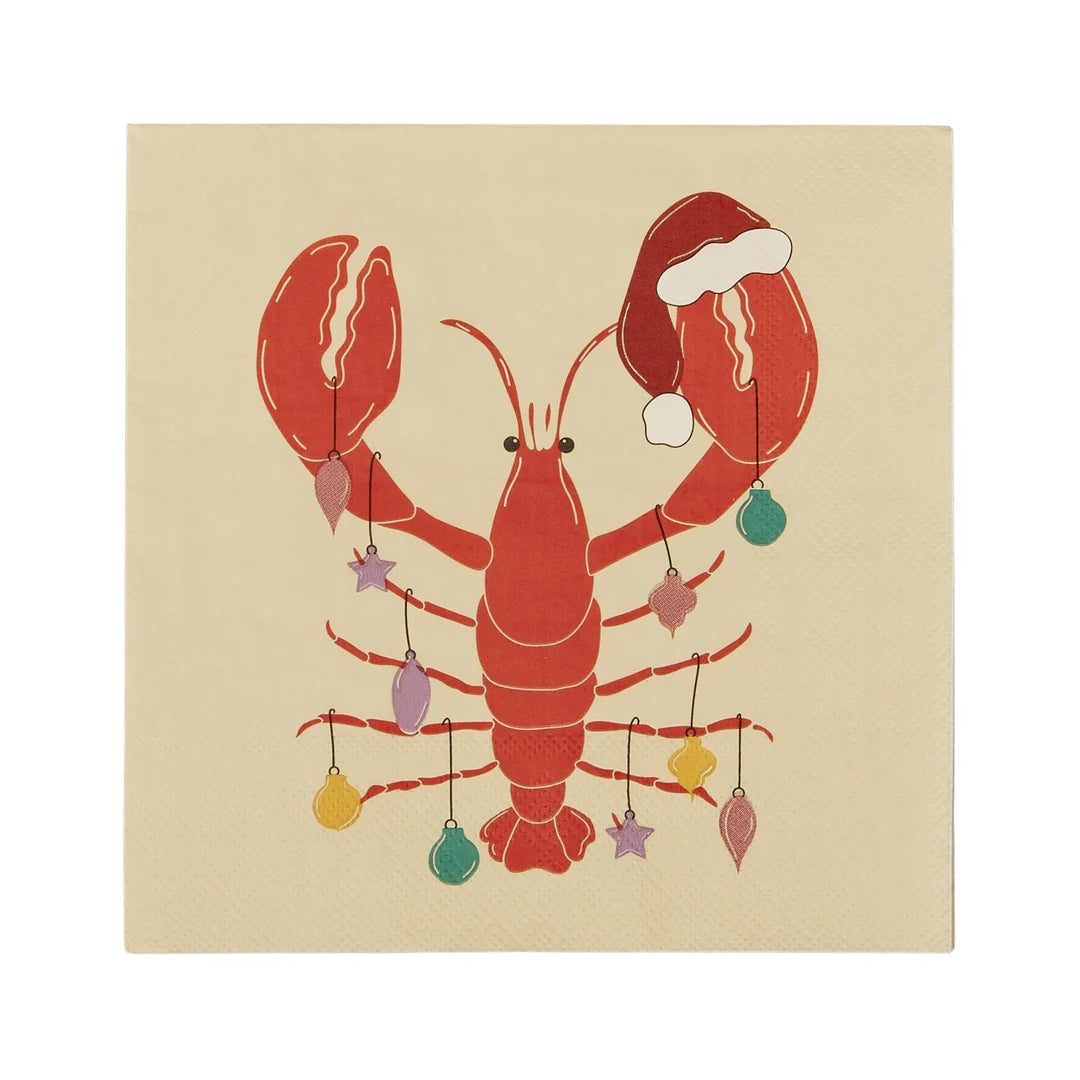 20 Pack Lobster Claws 3 Ply Christmas Napkins