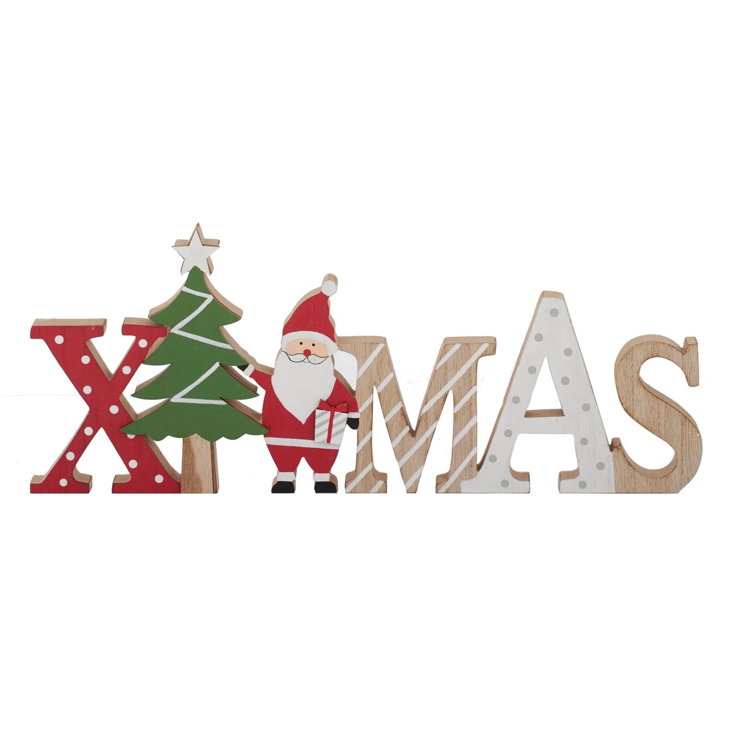 Wooden Xmas Sign with Santa