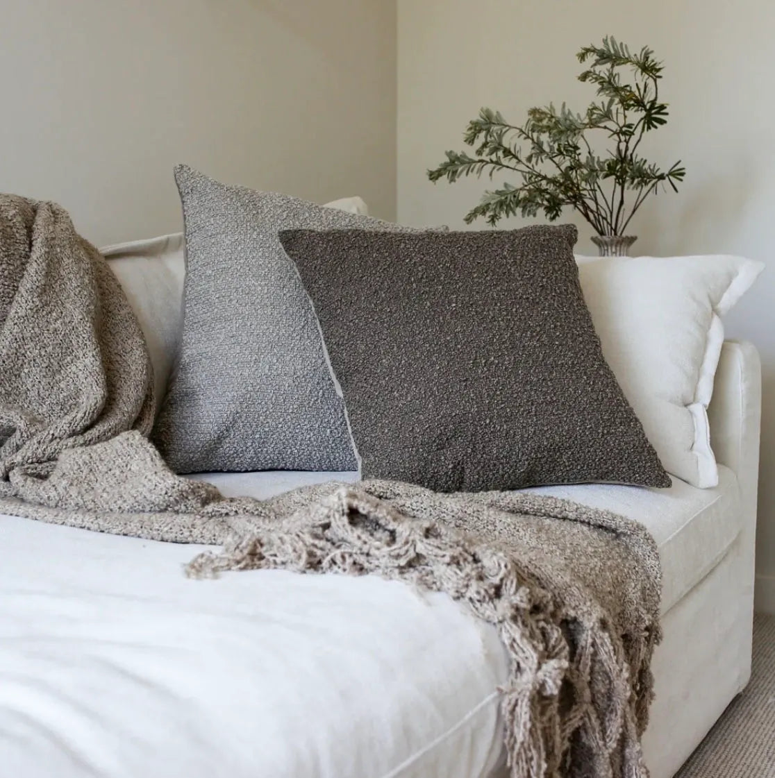 Boucle Coffee Cushion 50cm - Deb's Hidden Treasures