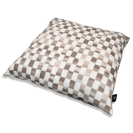 Checkerboard Neutral Cushion 50cm - Deb's Hidden Treasures