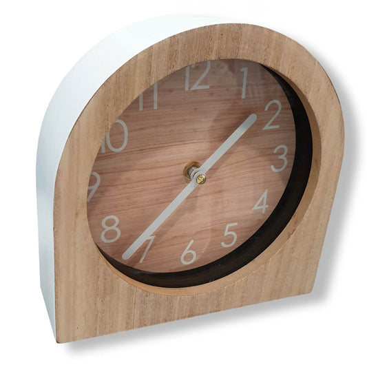 Wood Desk Clock 20cm Natural Timber