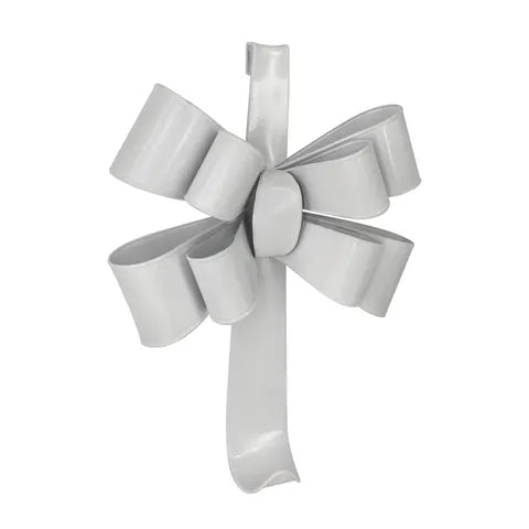 Metal Bow Christmas Wreath Hanger - White
