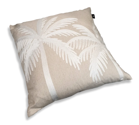 Luca Natural Embroidered Cushion 50cm - Deb's Hidden Treasures