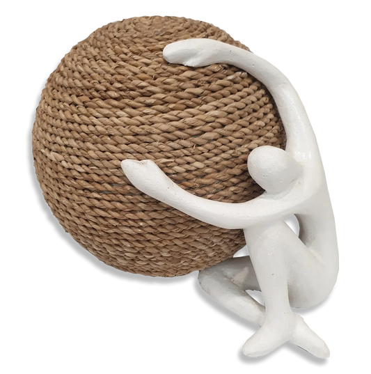 Man and Rattan Ball Sculpture