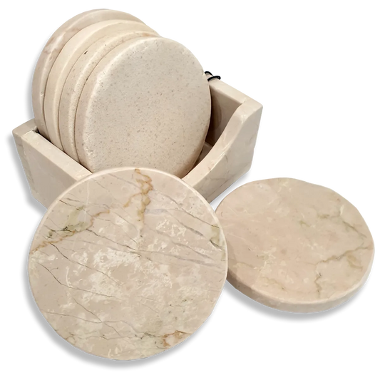 Chiara 10cm Marble Coasters Beige Set