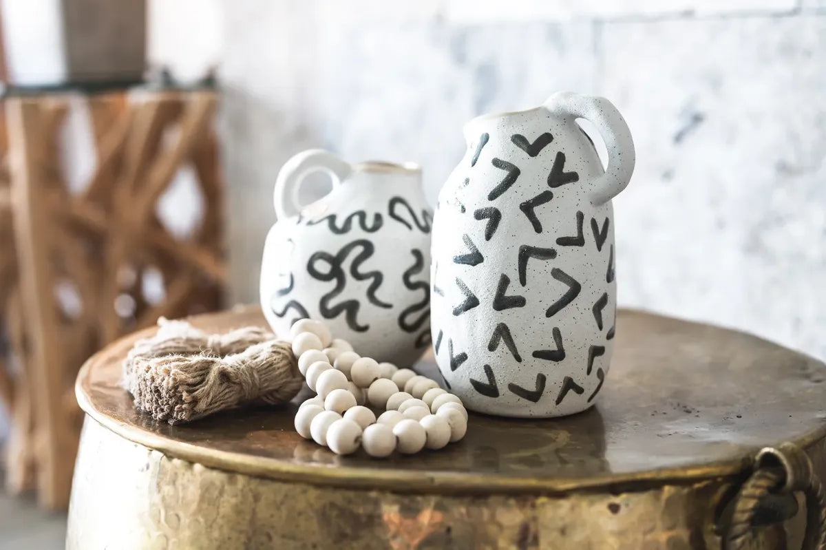 Morce Ceramic Vase White/Grey - Small