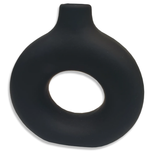 Pipe Round Matte Black Vase