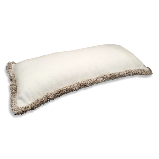 Vera Sand Melange Fringe Lumbar Cushion 35x75cm - Deb's Hidden Treasures