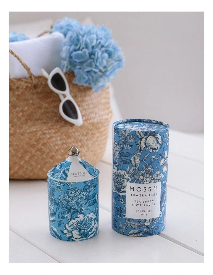 Sea Spray & Waterlily Ceramic Candle