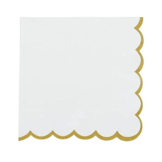 20 Pack Halcyon 3 Ply Napkins - White/Gold
