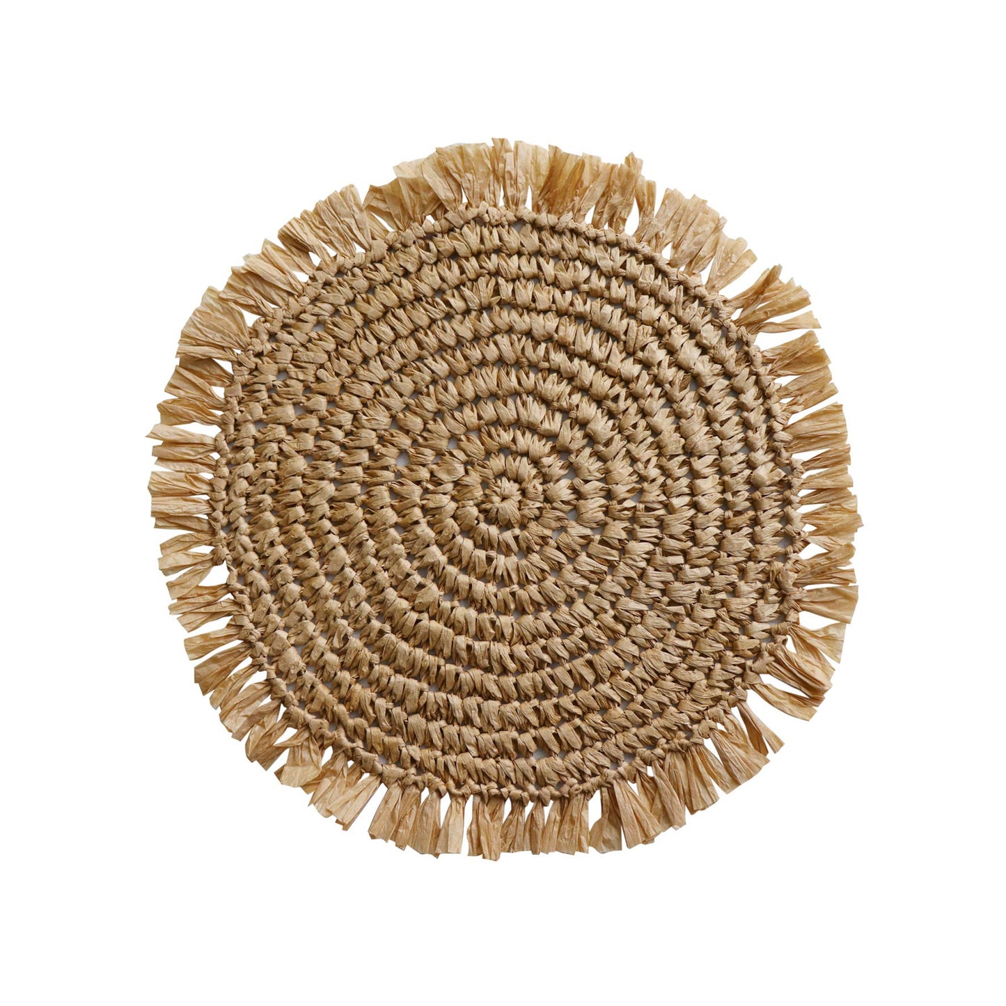 Fringed Round Placemat - Natural - Madras Link