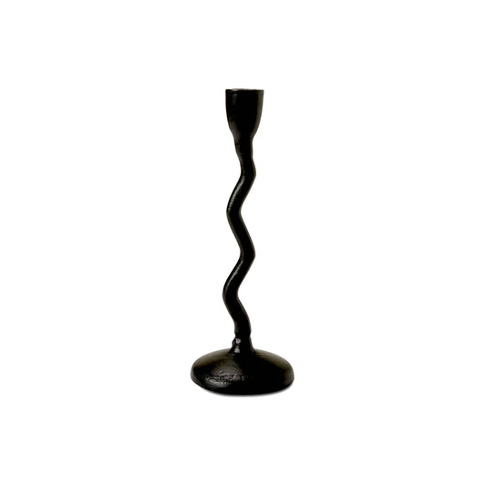 Wave Candle Holder - Black 22cm - Deb's Hidden Treasures