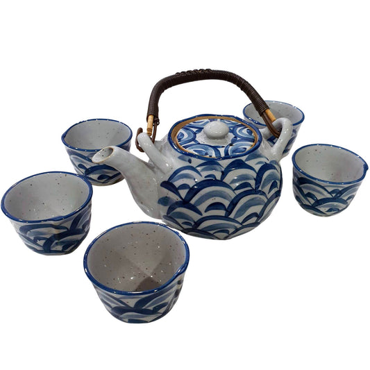 6-piece Japanese Tea Set - Blue Wave - Deb's Hidden Treasures