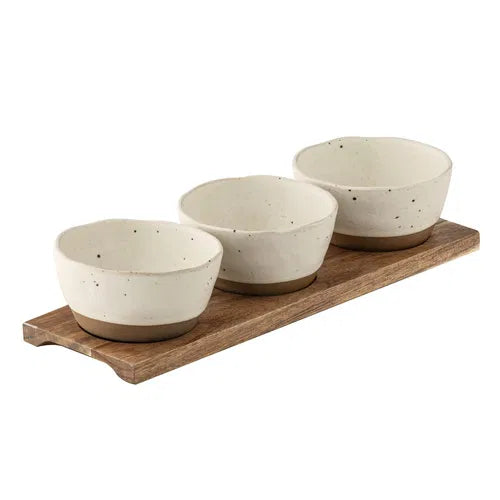 Terra Ecru Bowl and Tray Set