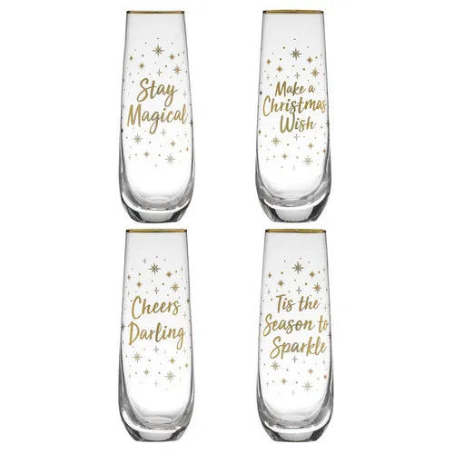 Starry Stemless Christmas Champagne Glass