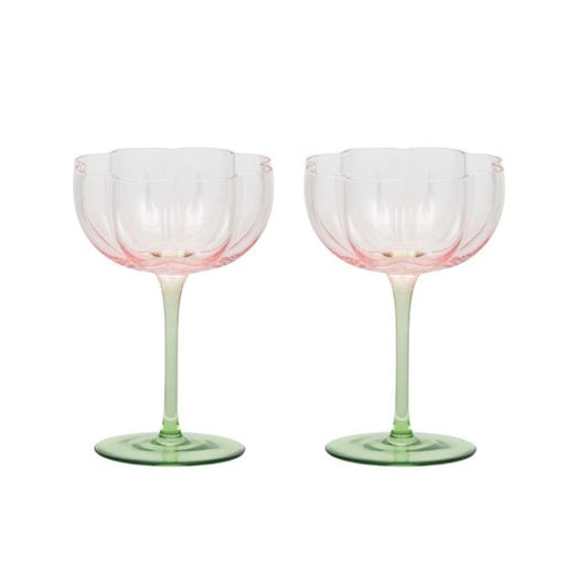 Lotti Tulip Glasses Pink/Green Set of 2 - Assemble