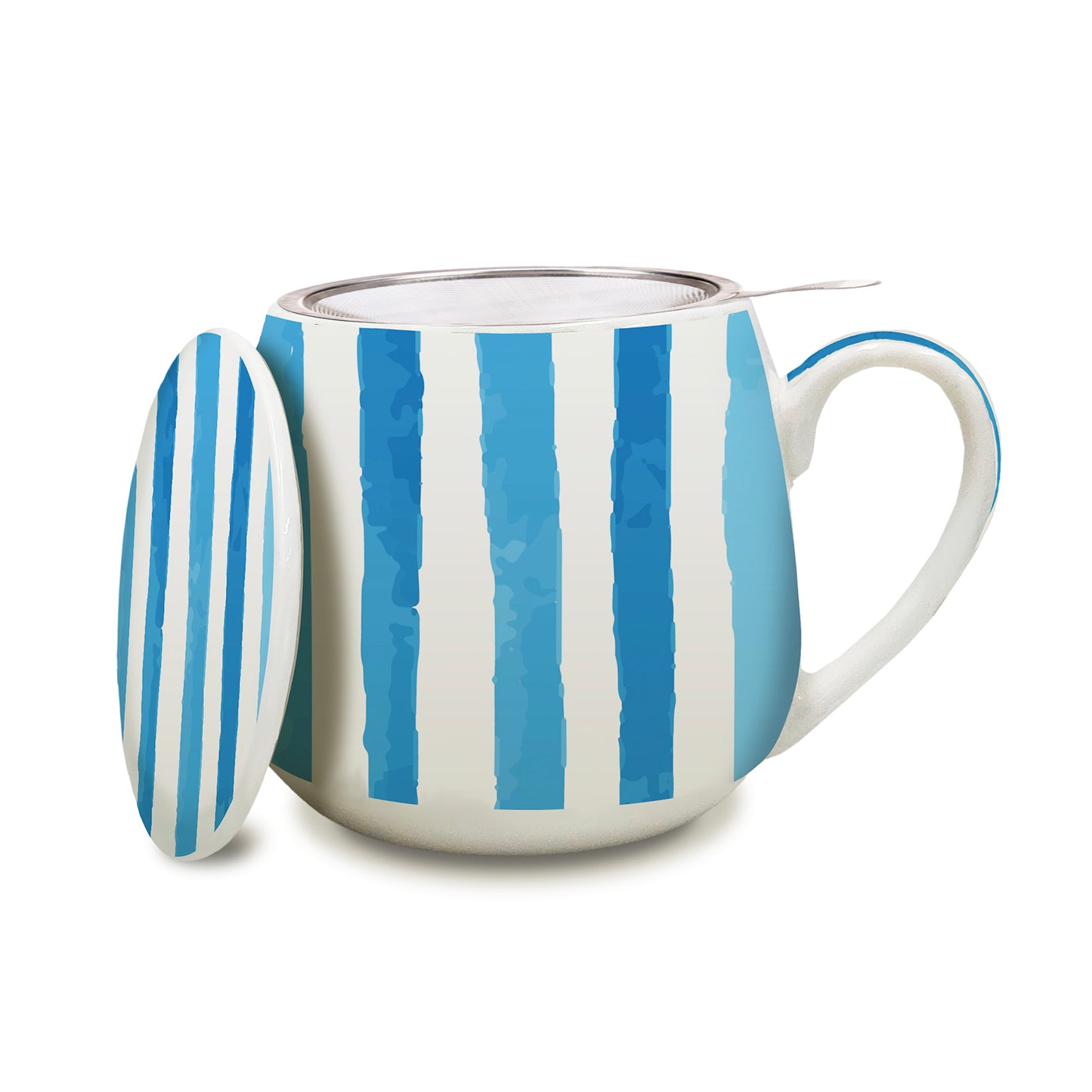 Tea Infuser Mug - Hampton Stripe - Deb's Hidden Treasures