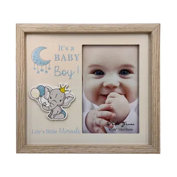 Baby Photo Frame - Blue or Pink Elephant - Deb's Hidden Treasures