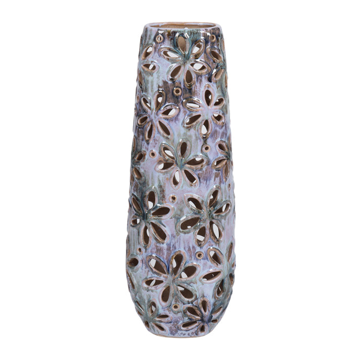 Mottled Blue Cutout Vase - Various Sizes